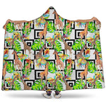 Exotic Tropical Giraffe Pattern Print Hooded Blanket
