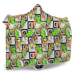 Exotic Tropical Giraffe Pattern Print Hooded Blanket