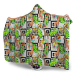 Exotic Tropical Giraffe Pattern Print Hooded Blanket