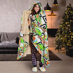 Exotic Tropical Giraffe Pattern Print Hooded Blanket