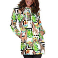 Exotic Tropical Giraffe Pattern Print Pullover Hoodie Dress