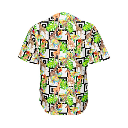 Exotic Tropical Giraffe Pattern Print Men's Baseball Jersey