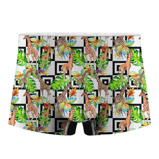 Exotic Tropical Giraffe Pattern Print Men's Boxer Briefs