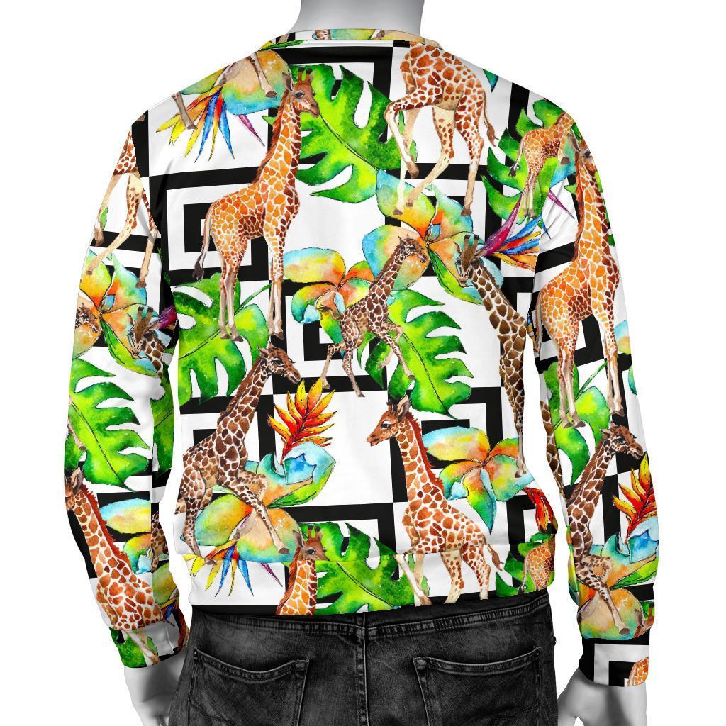 Exotic Tropical Giraffe Pattern Print Men's Crewneck Sweatshirt GearFrost