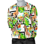 Exotic Tropical Giraffe Pattern Print Men's Crewneck Sweatshirt GearFrost