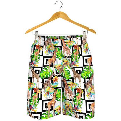 Exotic Tropical Giraffe Pattern Print Men's Shorts