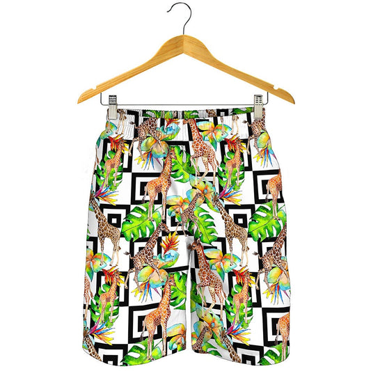 Exotic Tropical Giraffe Pattern Print Men's Shorts