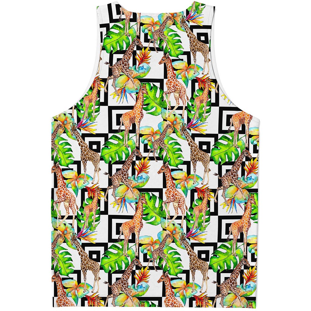 Exotic Tropical Giraffe Pattern Print Men's Tank Top