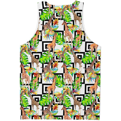 Exotic Tropical Giraffe Pattern Print Men's Tank Top
