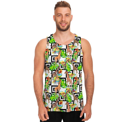 Exotic Tropical Giraffe Pattern Print Men's Tank Top