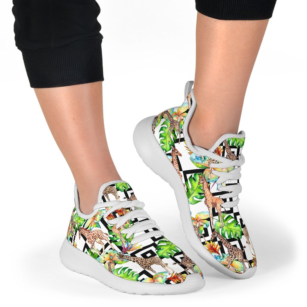 Exotic Tropical Giraffe Pattern Print Mesh Knit Shoes GearFrost