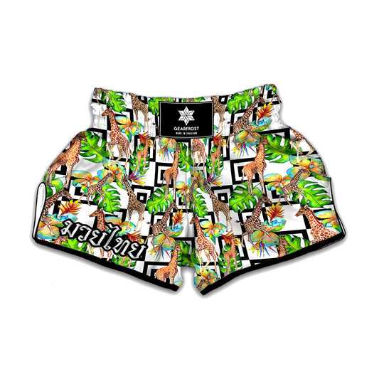 Exotic Tropical Giraffe Pattern Print Muay Thai Boxing Shorts