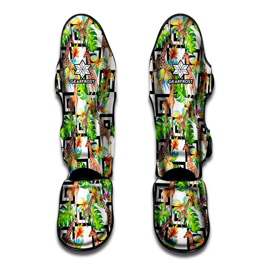 Exotic Tropical Giraffe Pattern Print Muay Thai Shin Guard