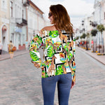 Exotic Tropical Giraffe Pattern Print Off Shoulder Sweatshirt GearFrost