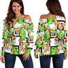 Exotic Tropical Giraffe Pattern Print Off Shoulder Sweatshirt GearFrost