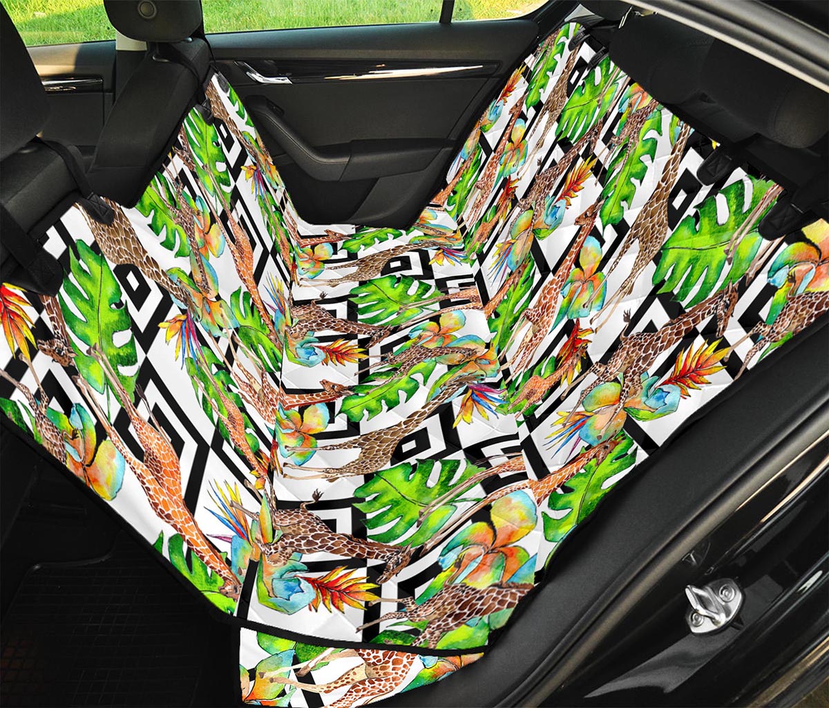 Exotic Tropical Giraffe Pattern Print Pet Car Back Seat Cover