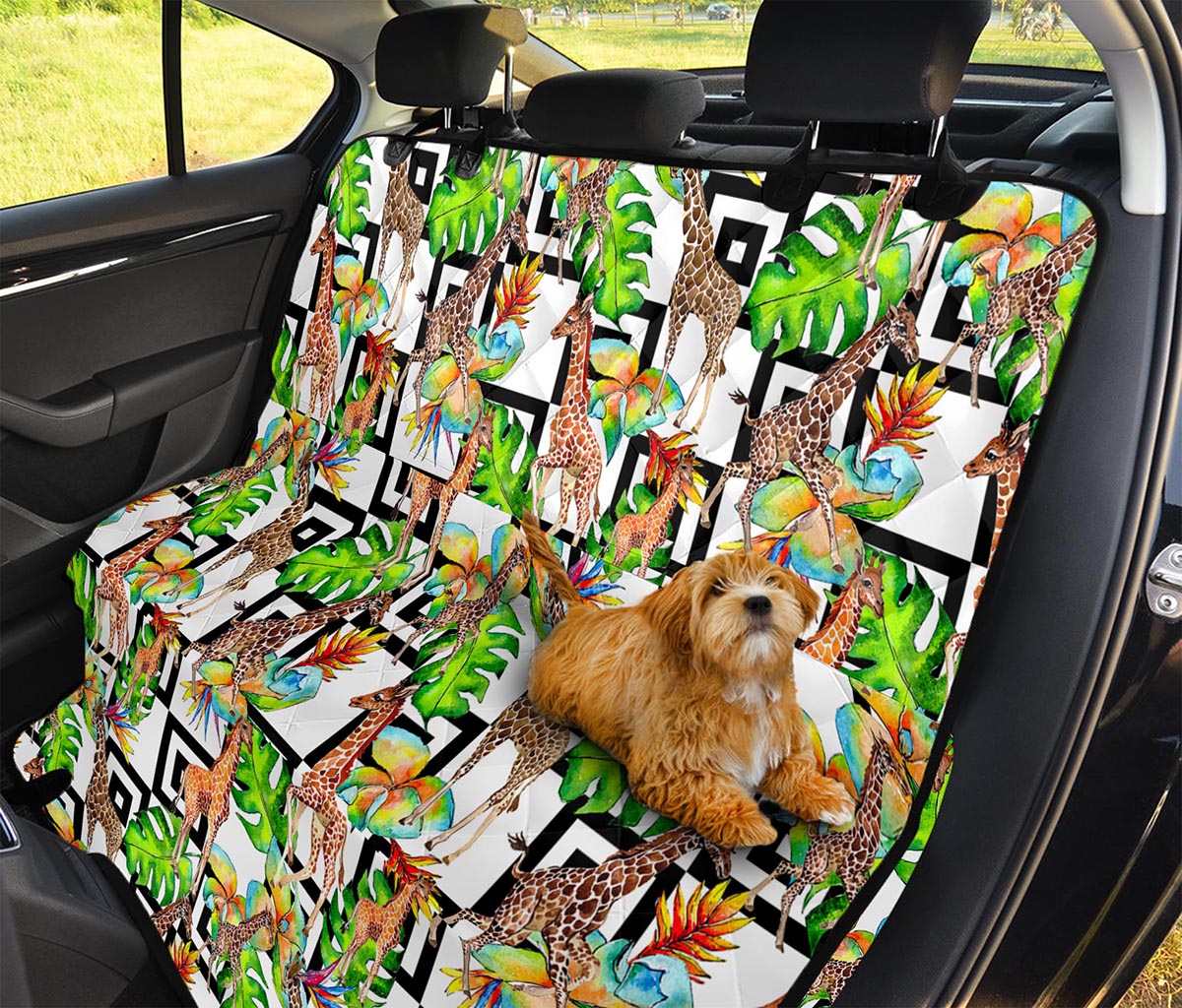 Exotic Tropical Giraffe Pattern Print Pet Car Back Seat Cover