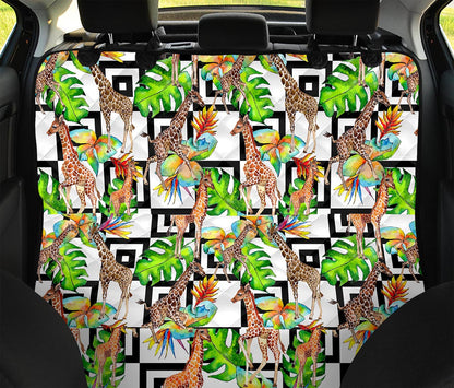 Exotic Tropical Giraffe Pattern Print Pet Car Back Seat Cover