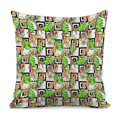 Exotic Tropical Giraffe Pattern Print Pillow Cover
