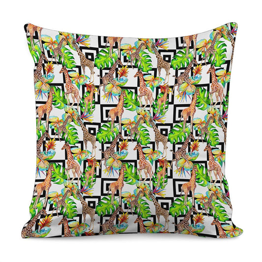 Exotic Tropical Giraffe Pattern Print Pillow Cover