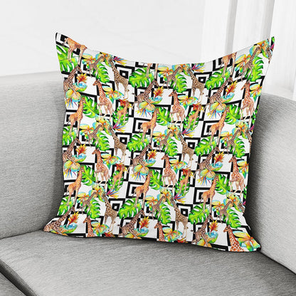 Exotic Tropical Giraffe Pattern Print Pillow Cover