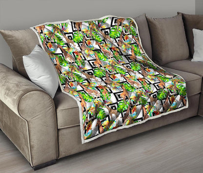 Exotic Tropical Giraffe Pattern Print Quilt