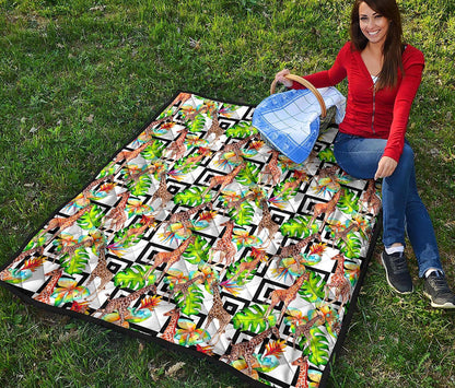 Exotic Tropical Giraffe Pattern Print Quilt