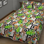 Exotic Tropical Giraffe Pattern Print Quilt Bed Set