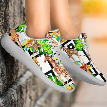 Exotic Tropical Giraffe Pattern Print Sport Shoes GearFrost