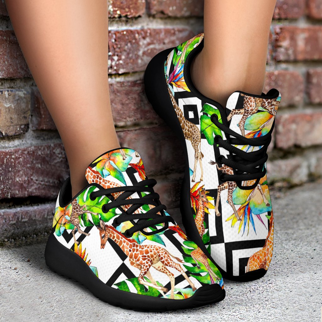 Exotic Tropical Giraffe Pattern Print Sport Shoes GearFrost