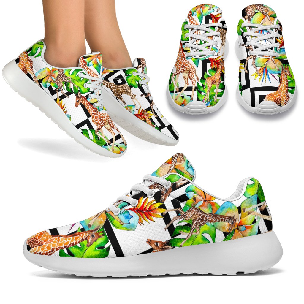 Exotic Tropical Giraffe Pattern Print Sport Shoes GearFrost