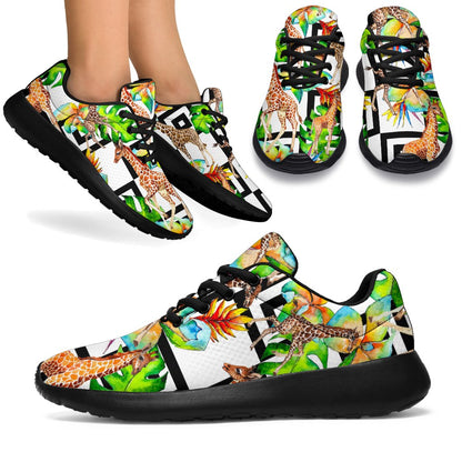 Exotic Tropical Giraffe Pattern Print Sport Shoes GearFrost