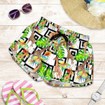 Exotic Tropical Giraffe Pattern Print Women's Shorts