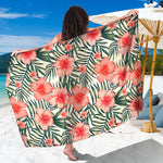 Exotic Tropical Hibiscus Pattern Print Beach Sarong Wrap