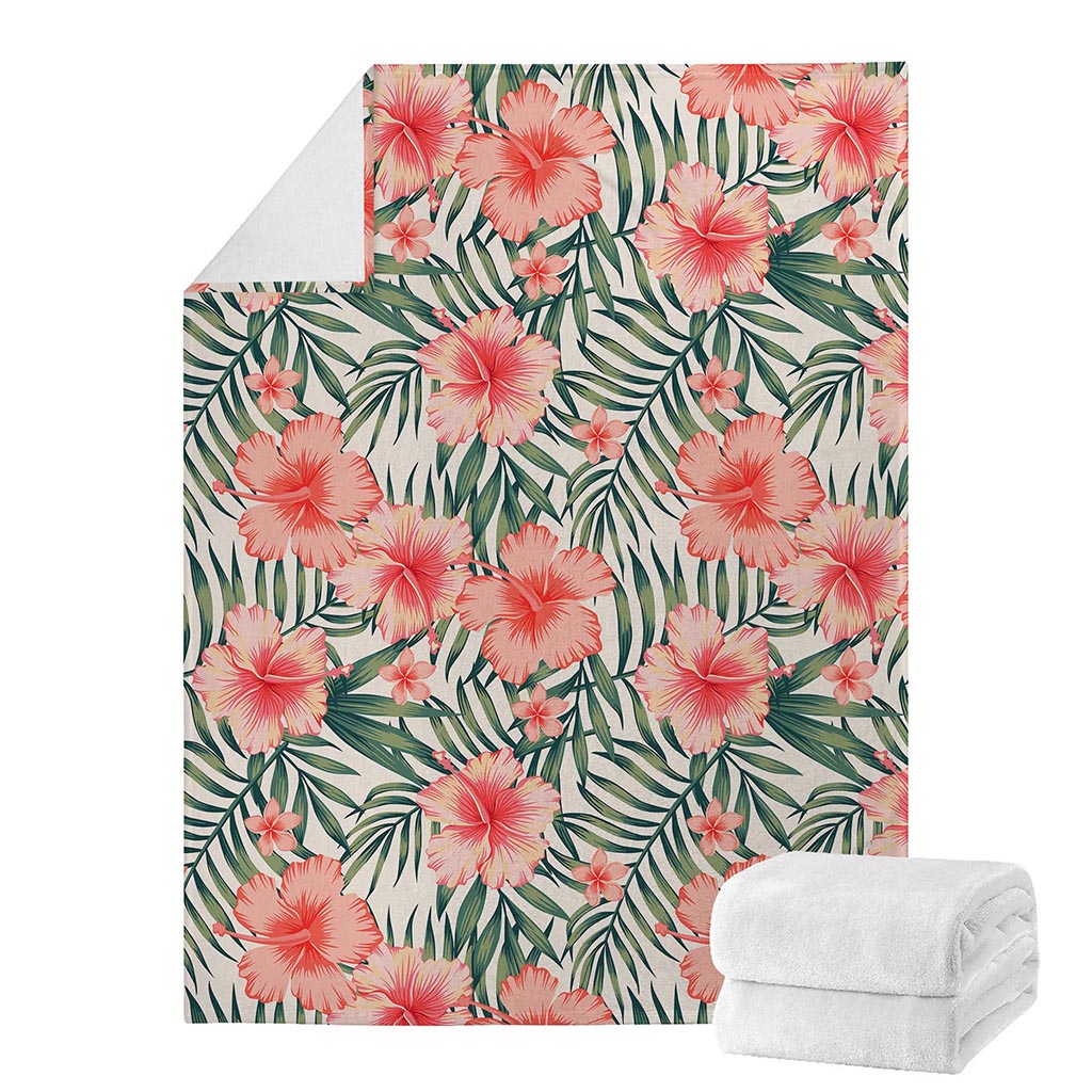 Exotic Tropical Hibiscus Pattern Print Blanket