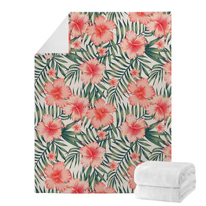 Exotic Tropical Hibiscus Pattern Print Blanket
