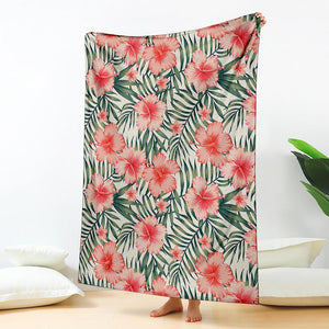 Exotic Tropical Hibiscus Pattern Print Blanket