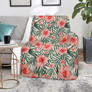 Exotic Tropical Hibiscus Pattern Print Blanket