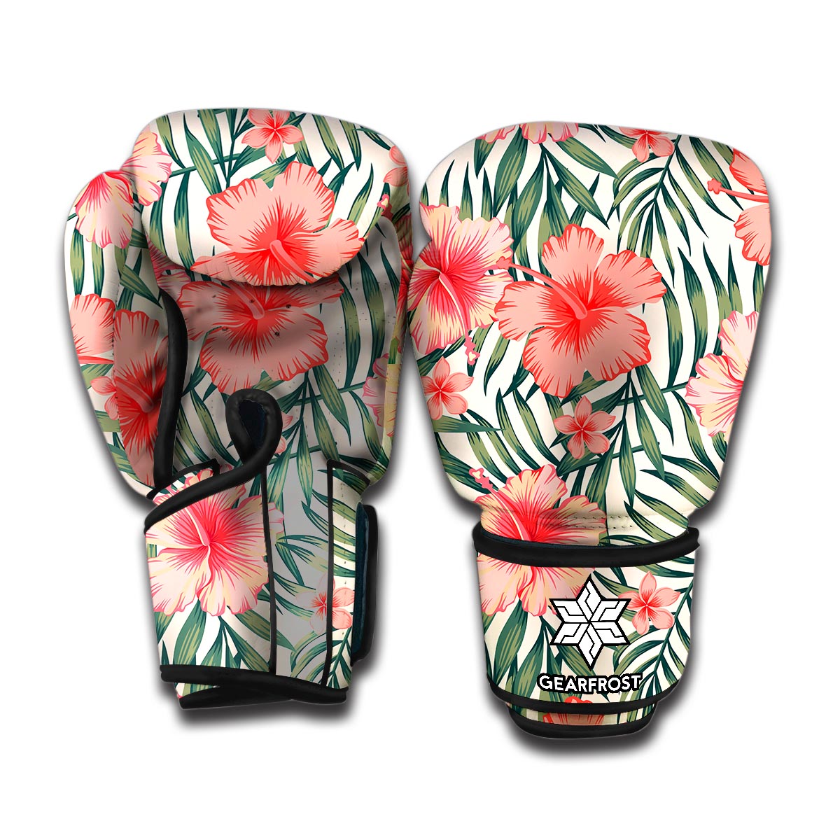 Exotic Tropical Hibiscus Pattern Print Boxing Gloves