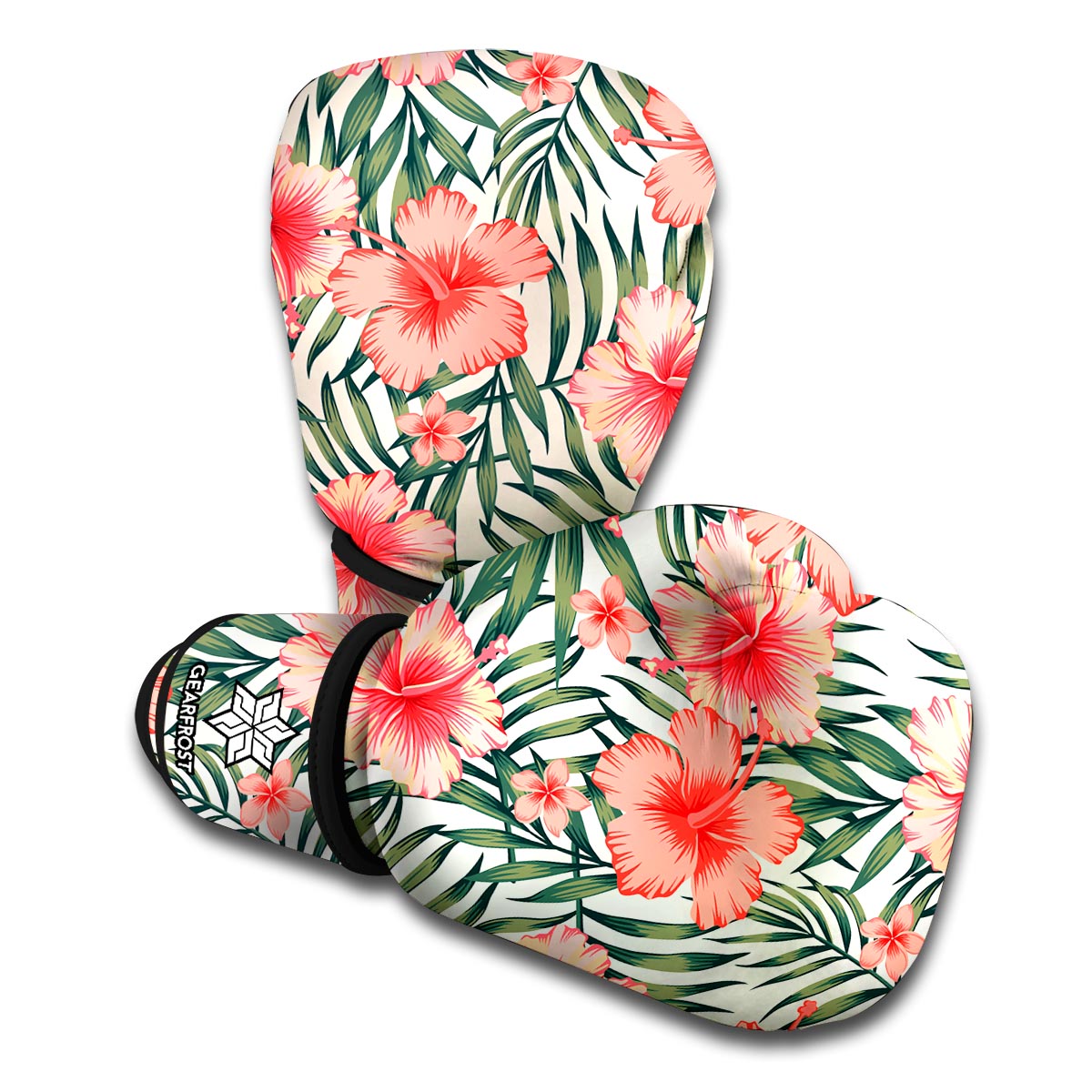 Exotic Tropical Hibiscus Pattern Print Boxing Gloves