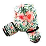 Exotic Tropical Hibiscus Pattern Print Boxing Gloves