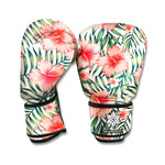 Exotic Tropical Hibiscus Pattern Print Boxing Gloves