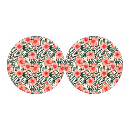 Exotic Tropical Hibiscus Pattern Print Car Coasters