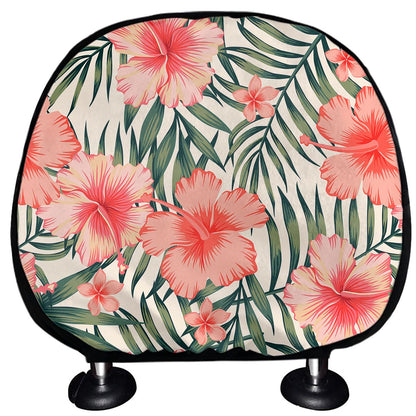 Exotic Tropical Hibiscus Pattern Print Car Headrest Covers
