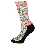 Exotic Tropical Hibiscus Pattern Print Crew Socks