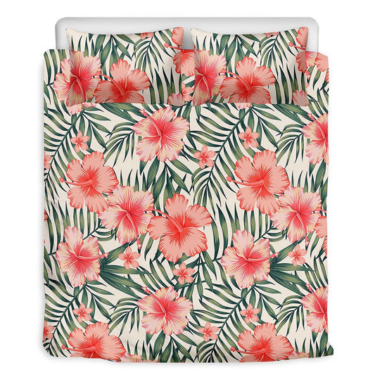Exotic Tropical Hibiscus Pattern Print Duvet Cover Bedding Set