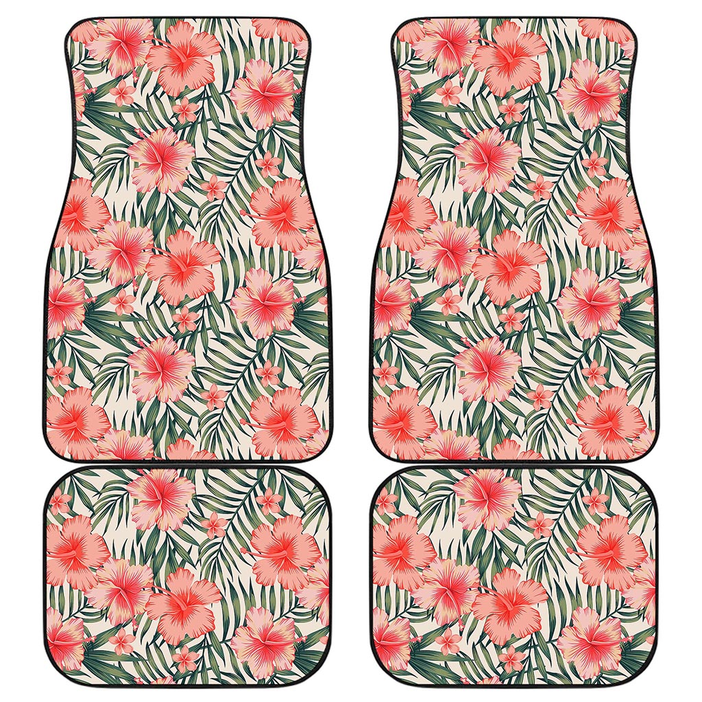 Exotic Tropical Hibiscus Pattern Print Front and Back Car Floor Mats