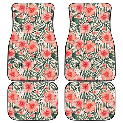 Exotic Tropical Hibiscus Pattern Print Front and Back Car Floor Mats