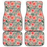 Exotic Tropical Hibiscus Pattern Print Front and Back Car Floor Mats