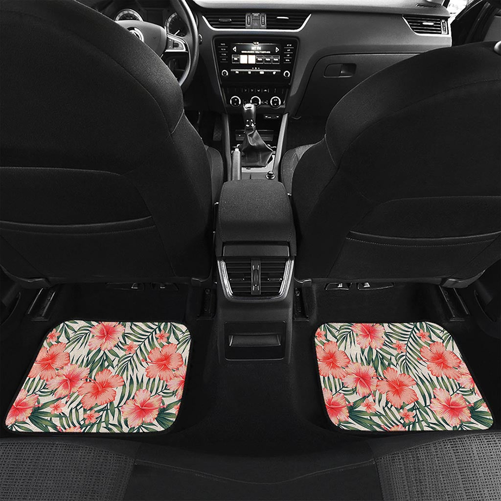 Exotic Tropical Hibiscus Pattern Print Front and Back Car Floor Mats